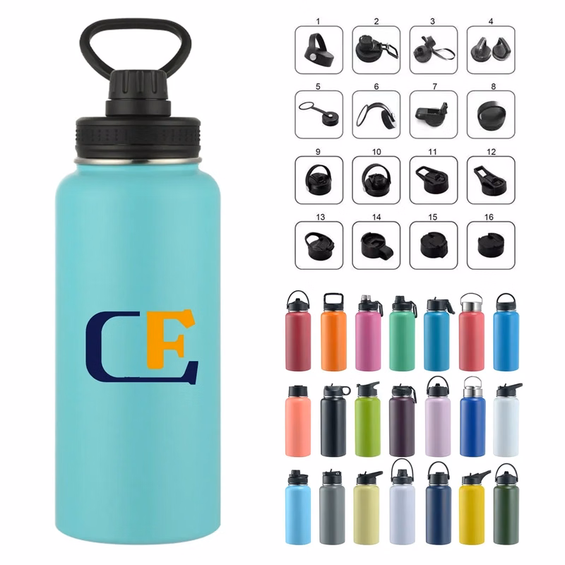 Multi Lids Stainless Steel Bottle 12/16/18/22/25/32/40 Oz