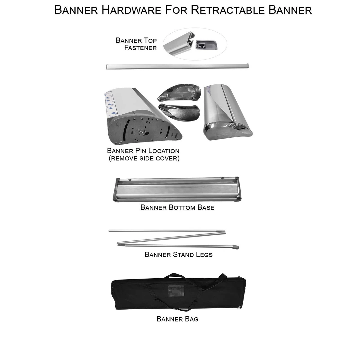 Deluxe Wide Base Retractable Banner Hardware, Stand and Bag, Aluminum Base, Graphics not included 1