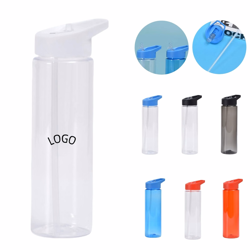 24oz Portable Clear Straw Sports Water Bottle