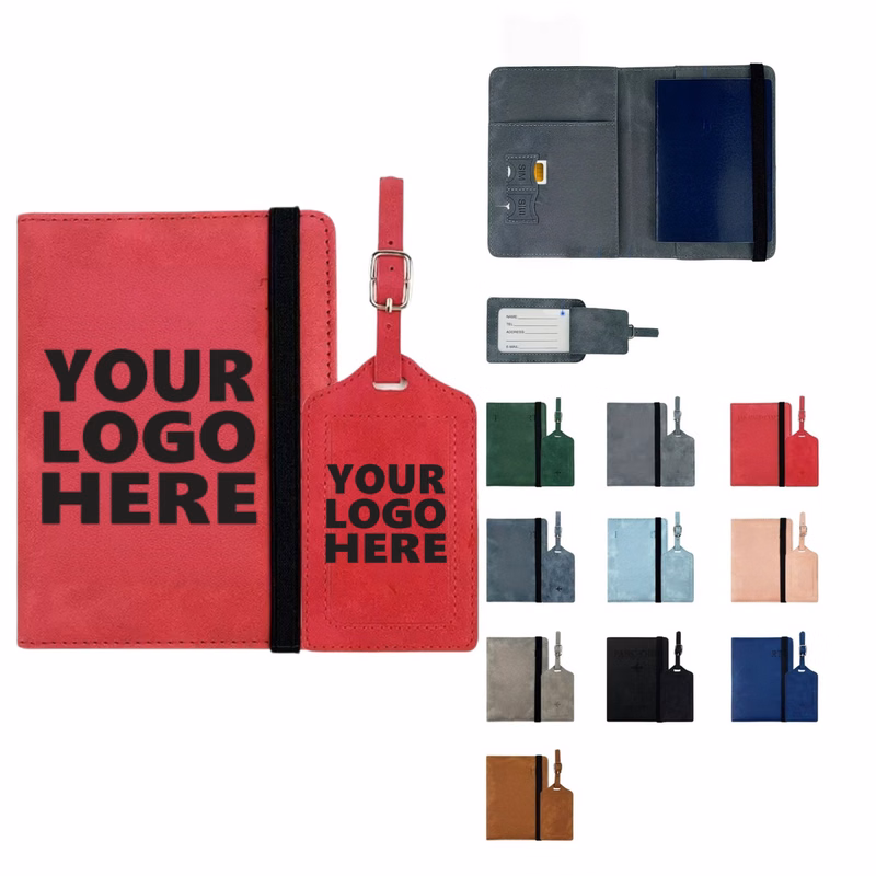 RFID-Safe PU Passport Cover Set With Strap Fastener