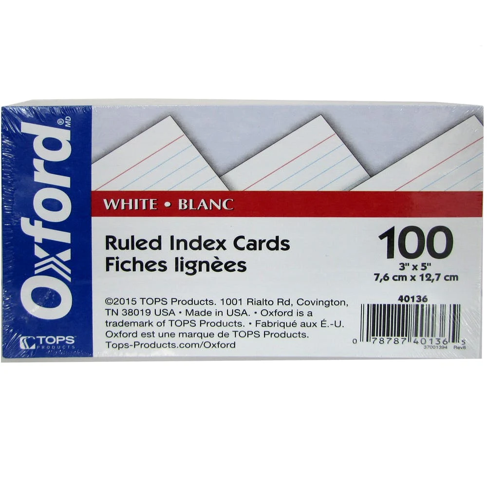 Index Cards - Ruled 3" x 5" 1