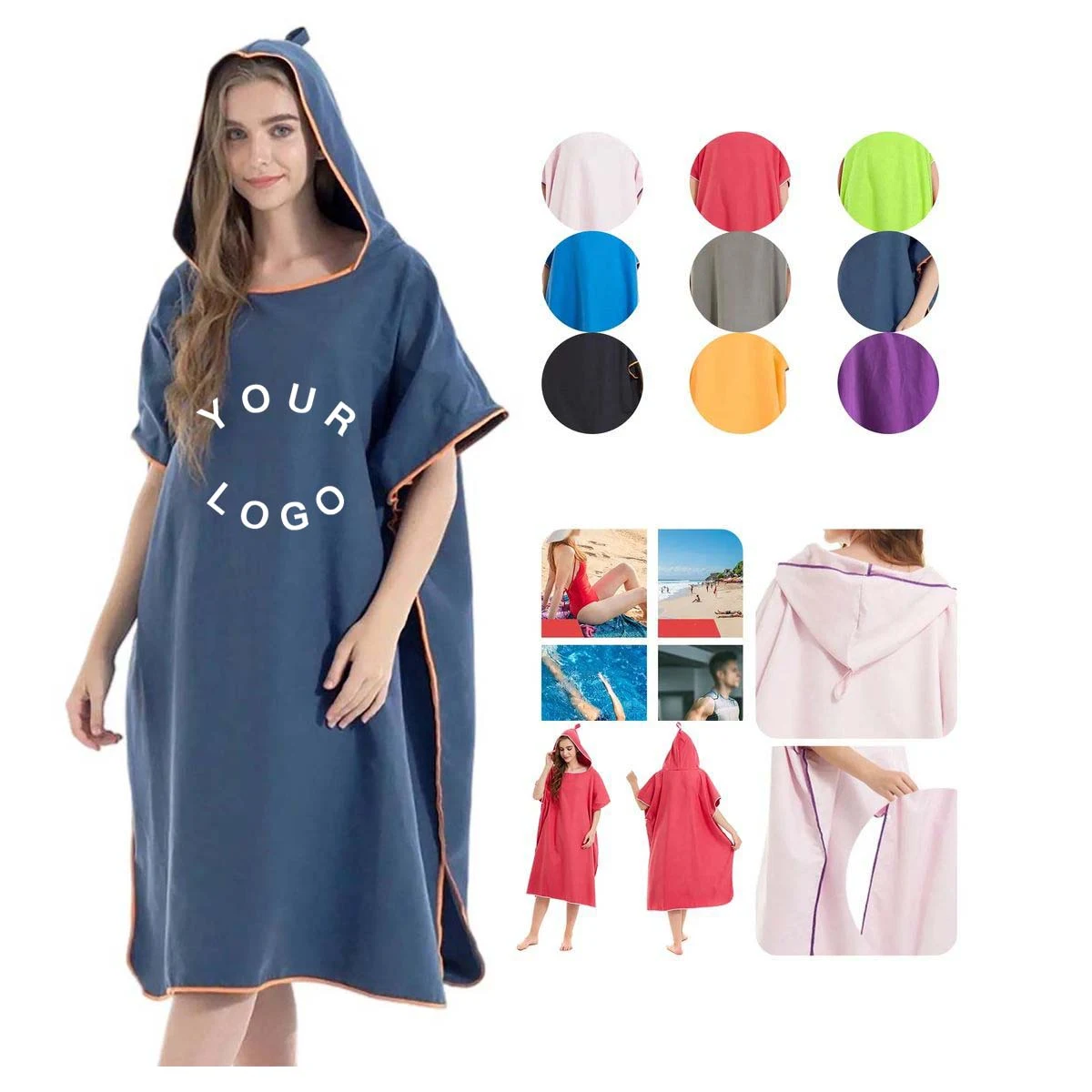 Microfiber Adult Poncho with Quick Dry Fabric 1