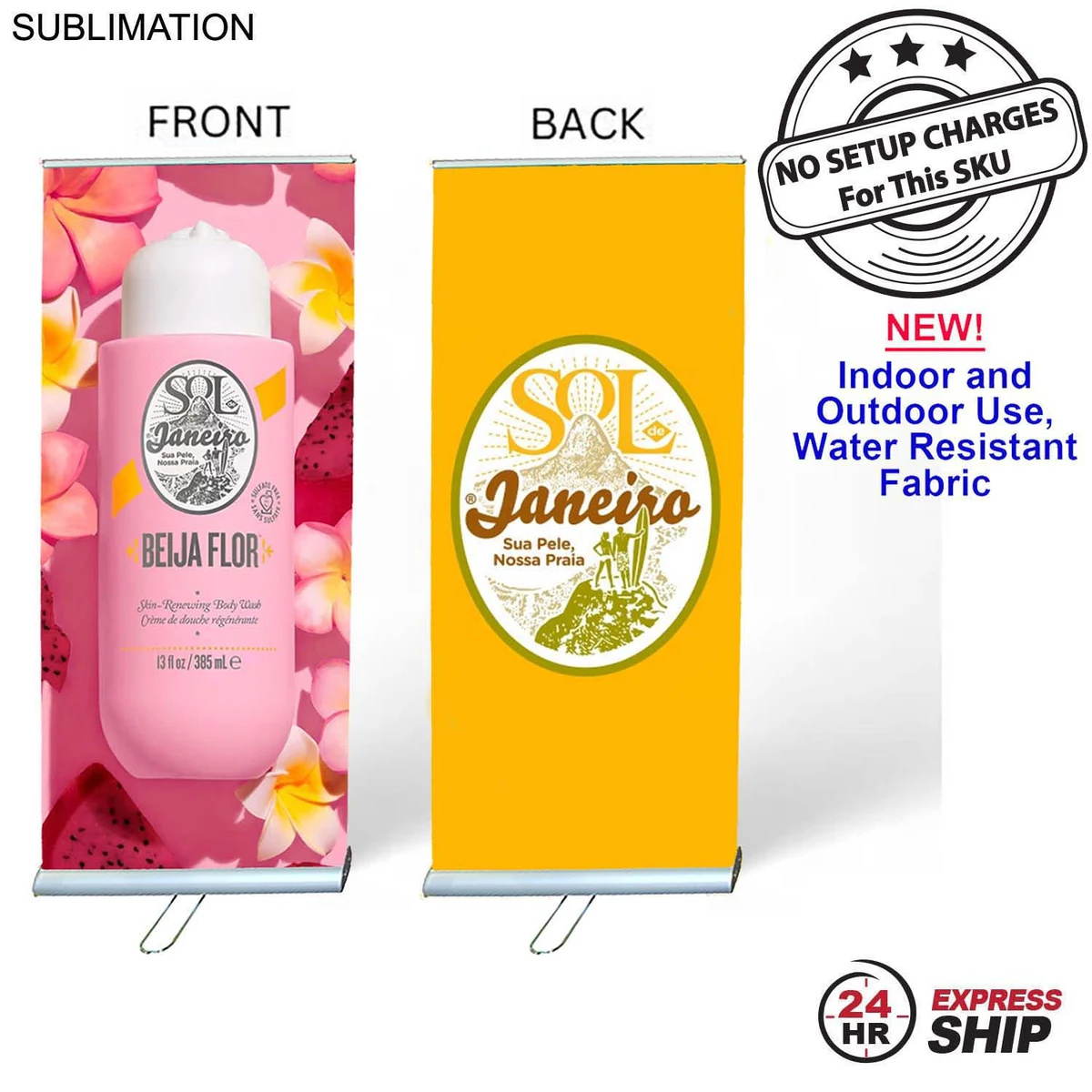 24Hr Express Ship - Sublimated Heavy Fabric Premium Retractable Banner w/ Double sided Graphics 1