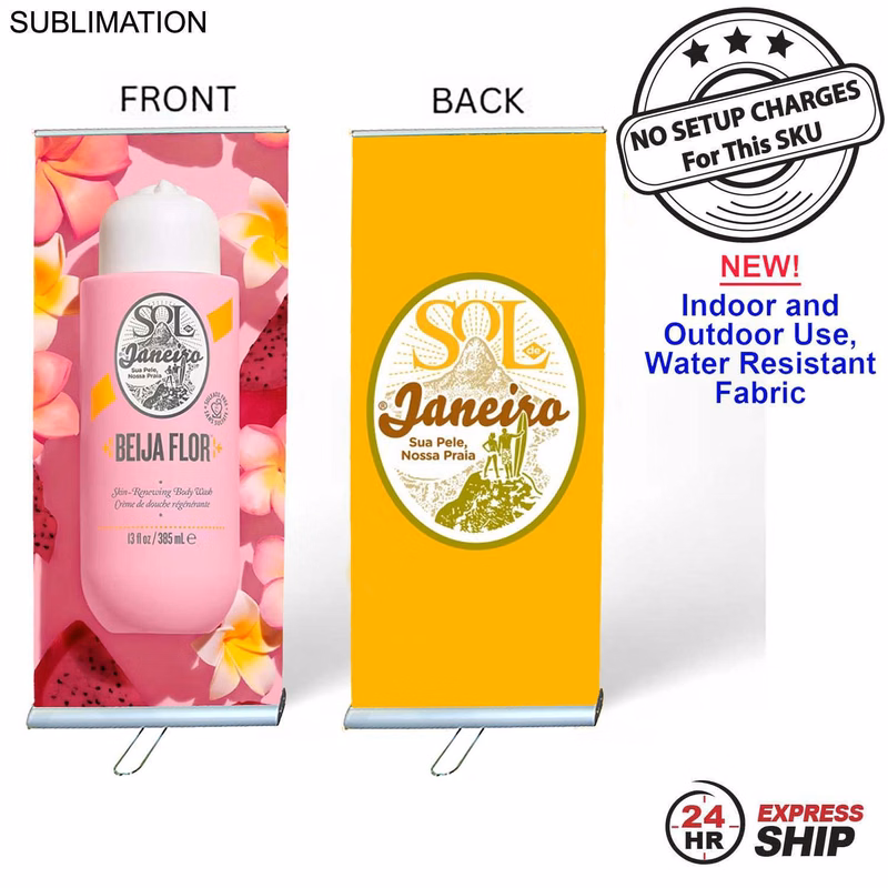 24Hr Express Ship - Sublimated Heavy Fabric Premium Retractable Banner w/ Double sided Graphics