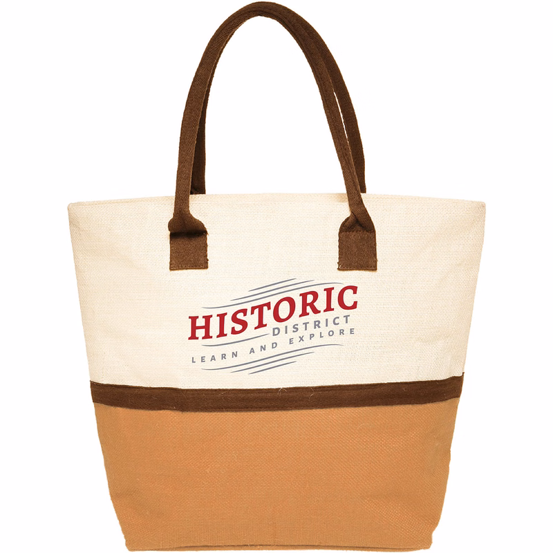 Two-Tone Jute Window Shopper Tote Bag (2 Color Imprint)