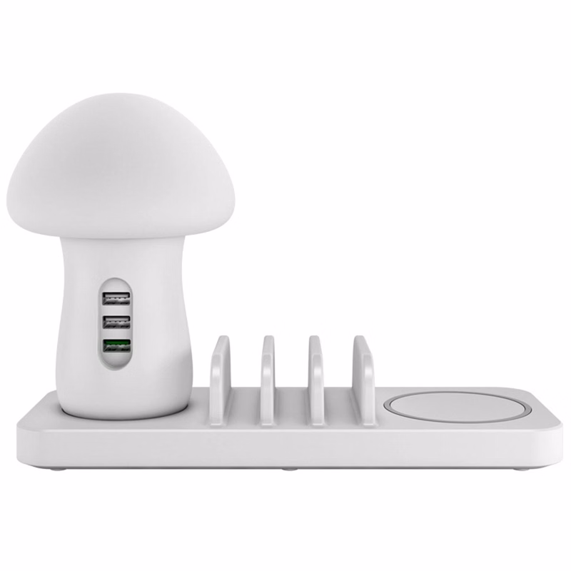Charging Dock Stations With Mushroom Desk Lamp
