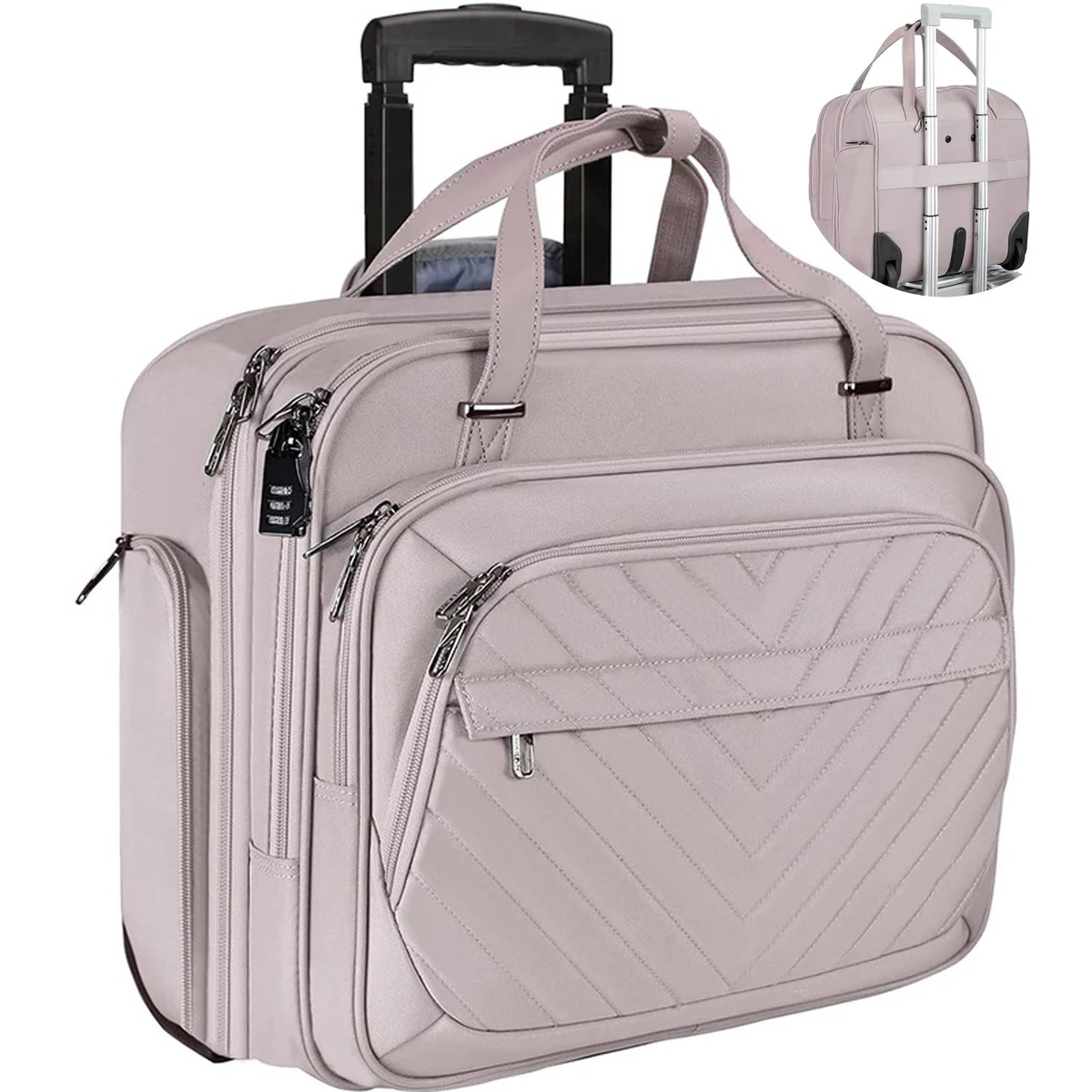 30L Oxford Rolling Laptop Briefcase w/ Wheels 1