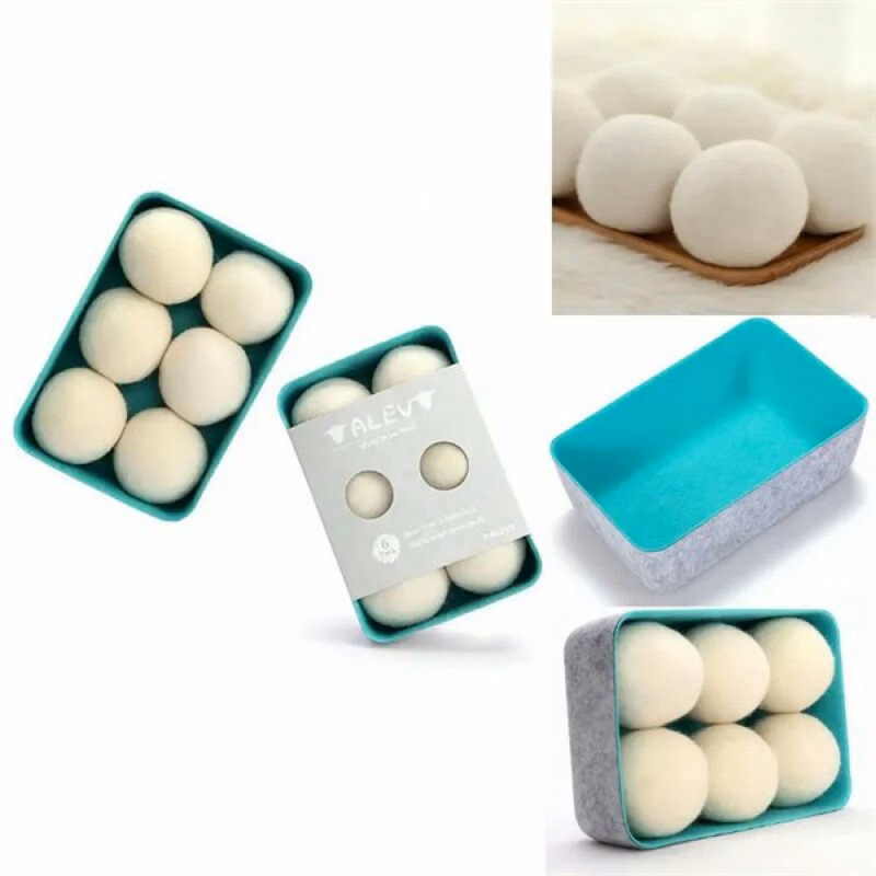 Wool Dryer Balles for Laundry with Box Felt Bin Storage