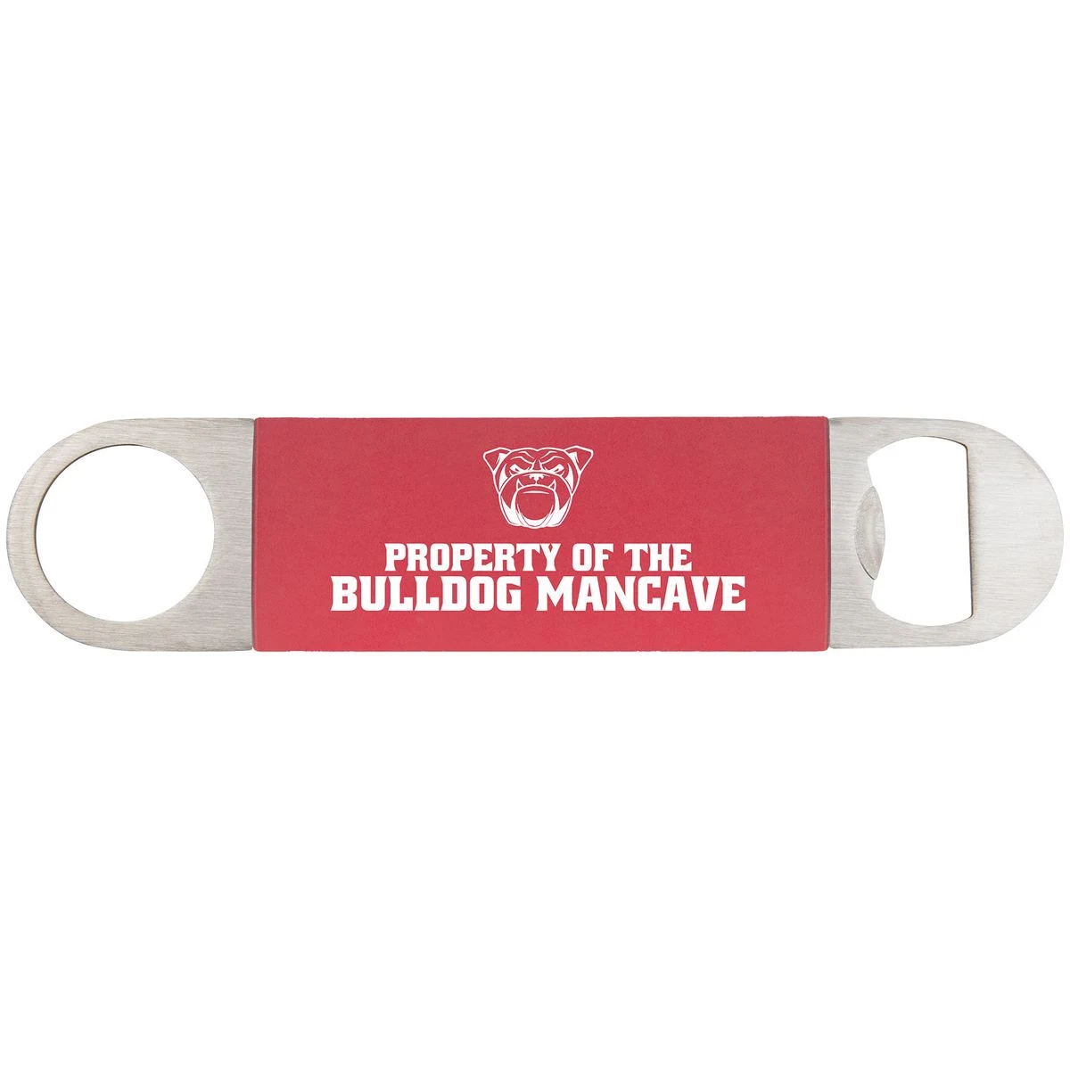 1 1/2" x 7" Red/White Bottle Opener with Silicone Grip 1