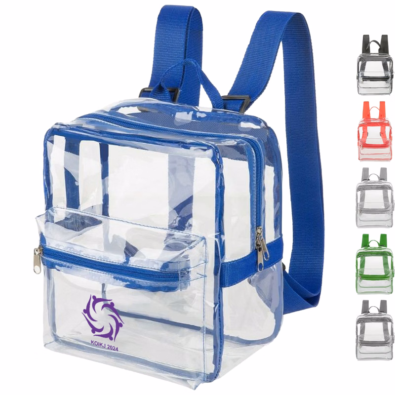 Mini Clear PVC Transparent Backpack with Front Accessory Pocket