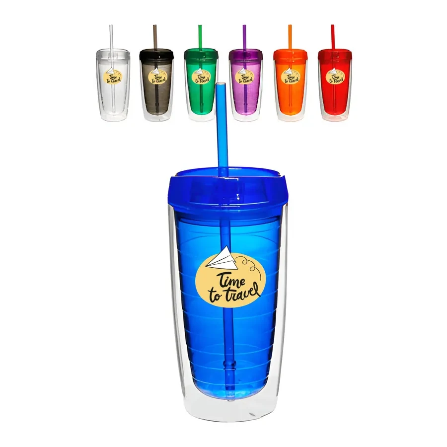 16 Oz Fresh Flow Acrylic Tumblers with Straw 1