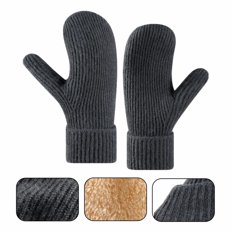 Fleece Lined Knit Mittens