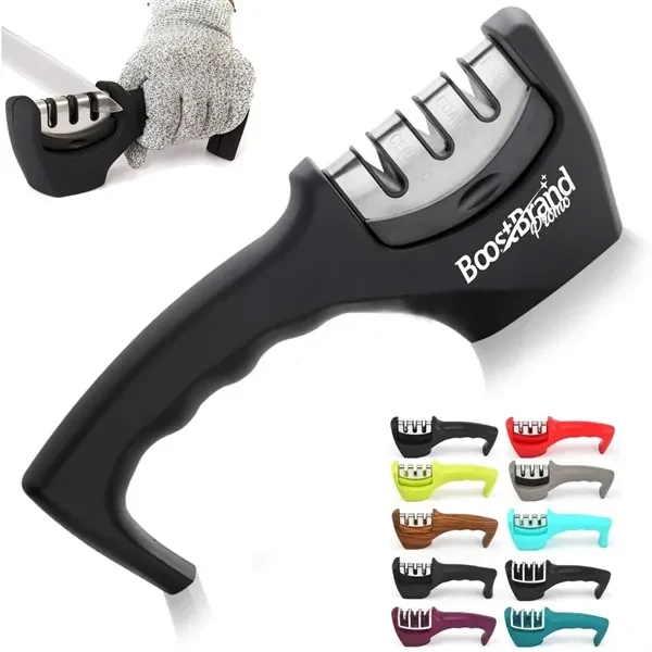 Custom Two-Stage Manual Knife Sharpener with Non-Slip Grip — Kitchen & Outdoor Tool 1