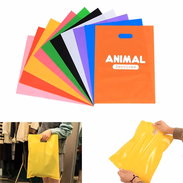 Die cut Soft PE Plastic Handle Shopping Tote Bag
