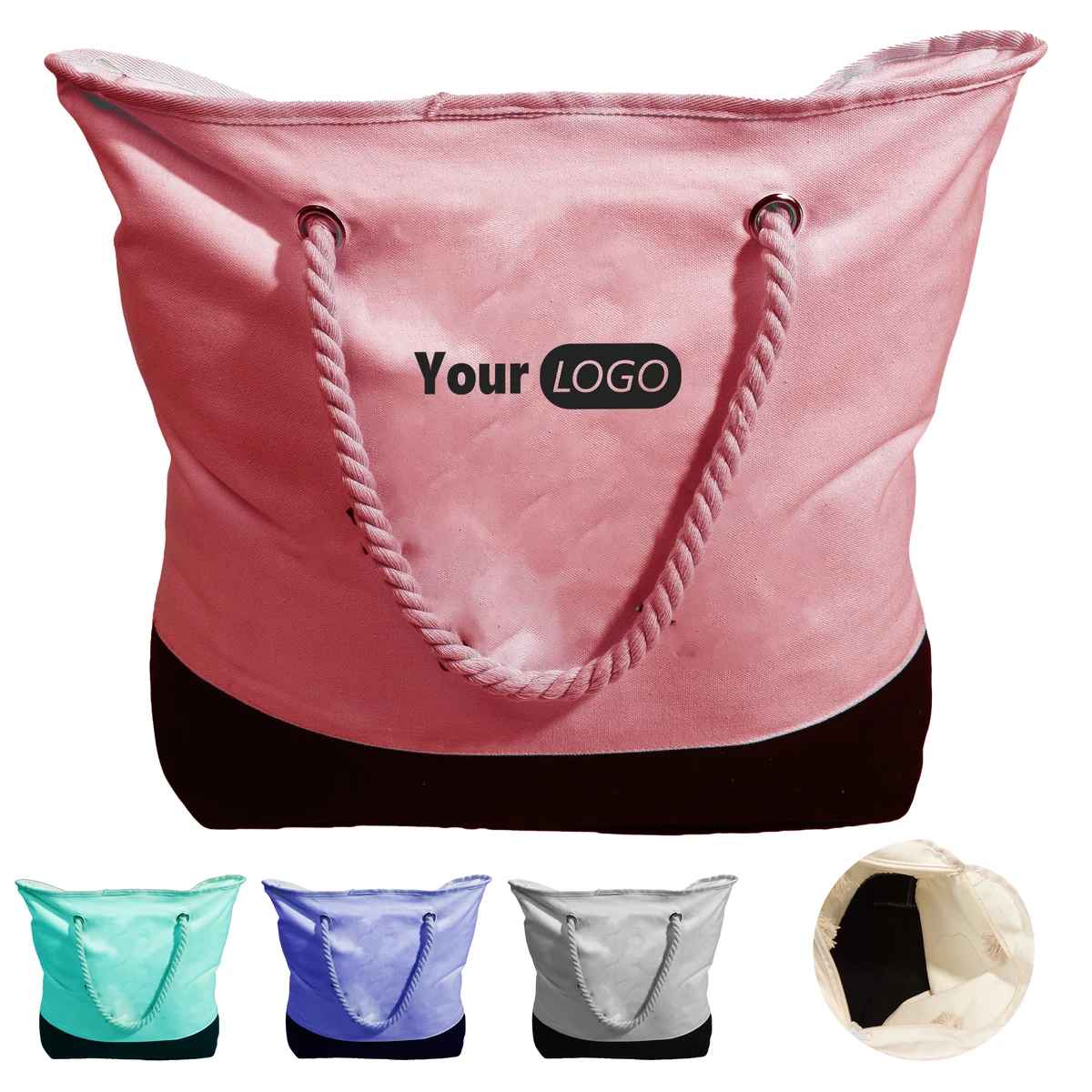 Canvas Stylish Rope Handle Tote Bag For Everyday Adventures, custom tote bag with logo imprint 1