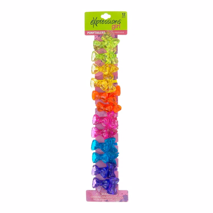 Bow Twin Bead Ponytail - 12 Piece