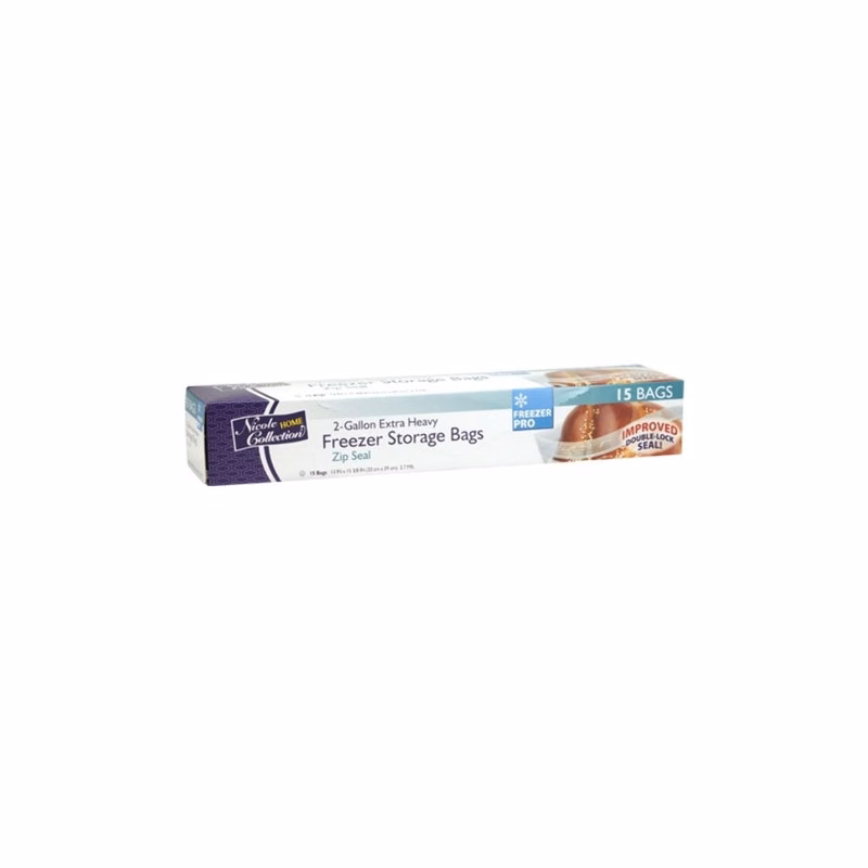 Freezer Storage Bags - 2 Gallon Zip Seal 15 Pack Heavy Duty