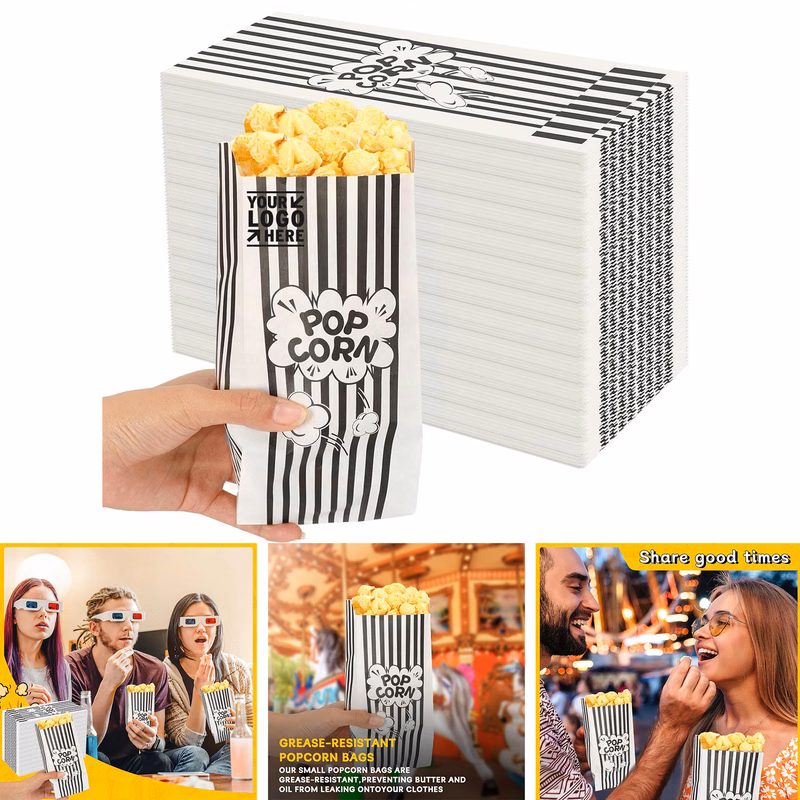 8.46"x3.55" Movie Night Bar Popcorn Bag Individual Servings Box Machine Accessories