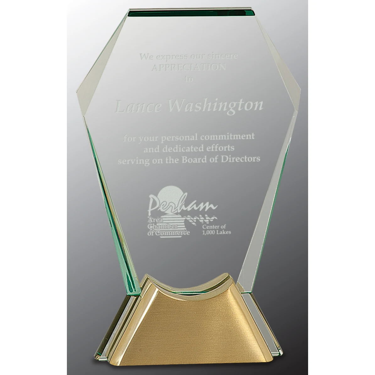 7 1/2" Gemstone Jewel Glass Award with Gold Metal Base 1