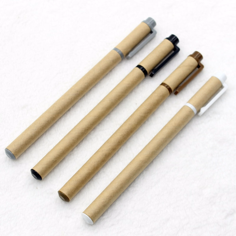 Retro Eco-friendly Kraft Paper Neutral Pen With Pen Cover For Students And Office