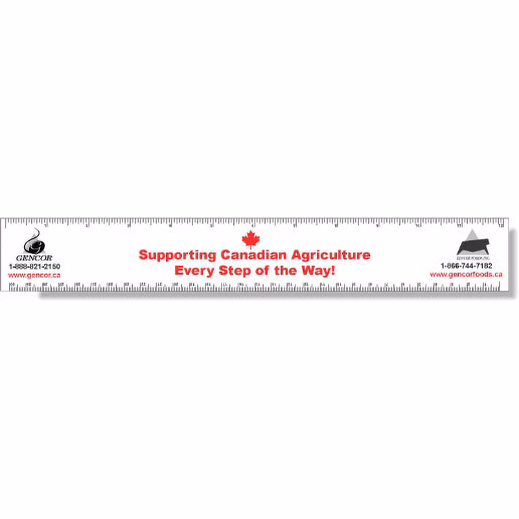 Stock .035 Magnetic Ruler 2"x12.25", Screen-printed, White Vinyl Topcoat