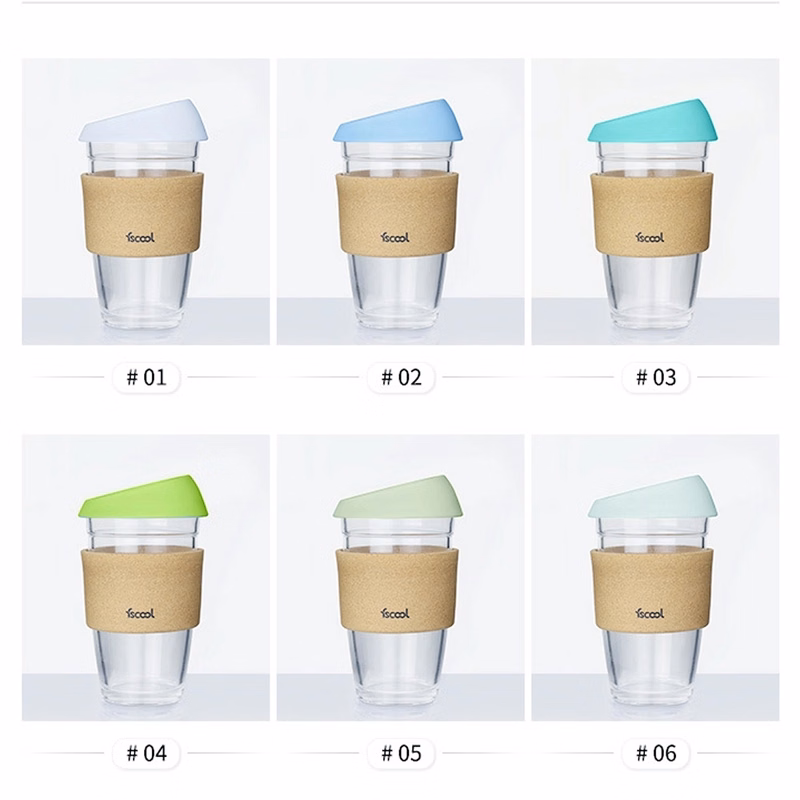 16oz Reusable Glass Coffee Travel Mug with Lid