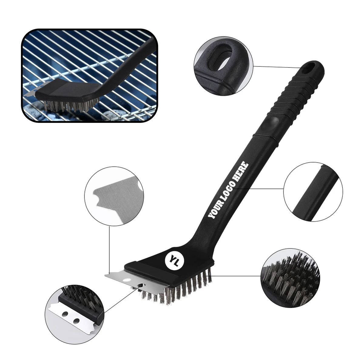 MOQ 20 PCS BBQ Scraper Brush 1