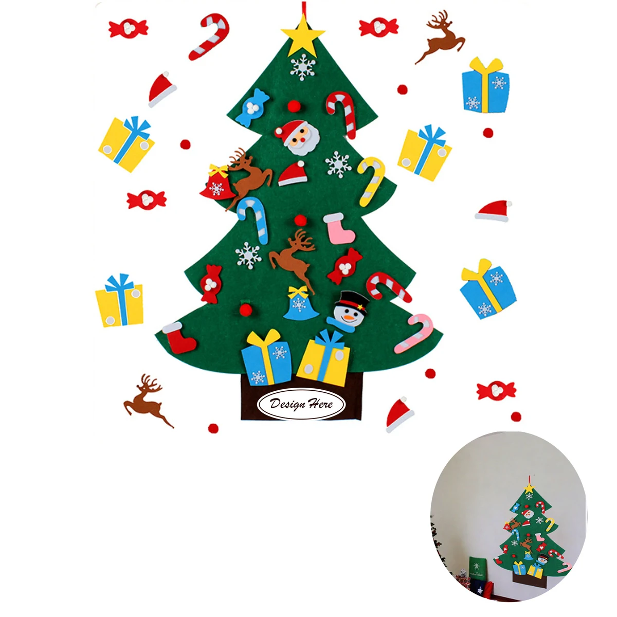 Children's Felt Christmas Tree Craft Set with Fun Ornaments 1