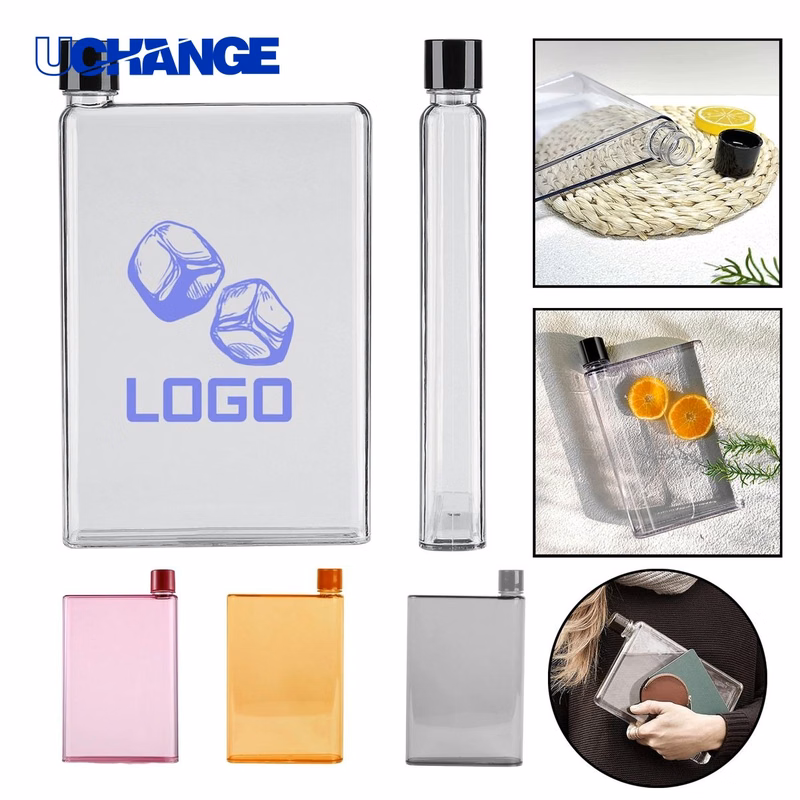 Clear Reusable Slim Flat Water Bottle