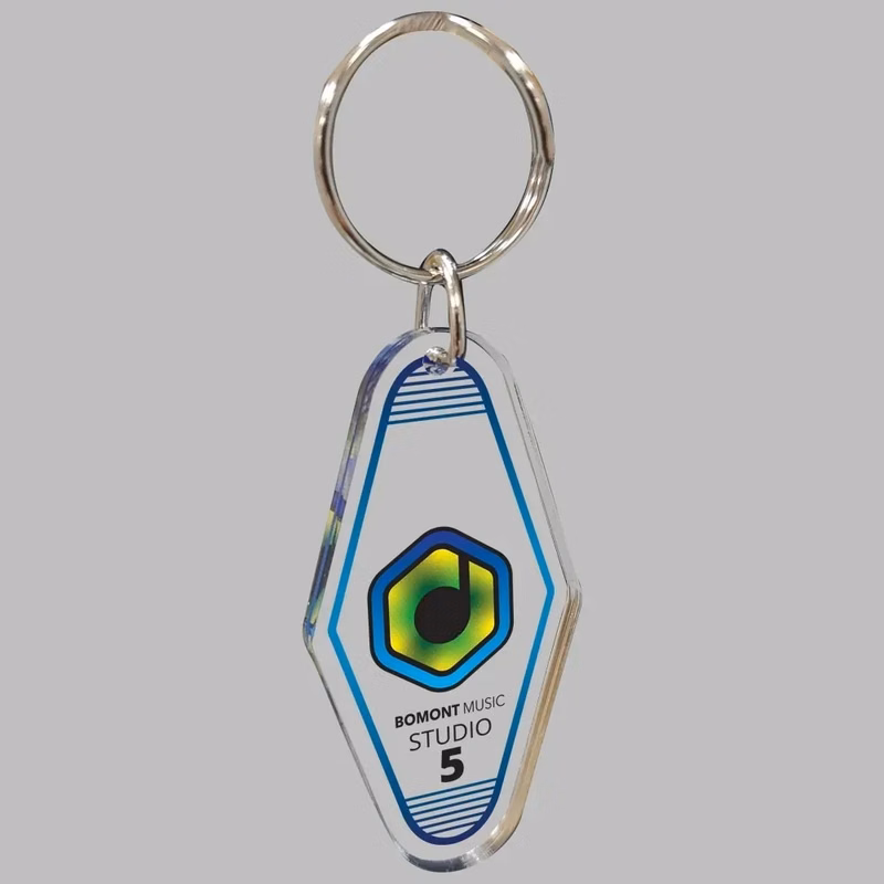 1/4" Vintage Clear Acrylic Motel/Hotel Keychain