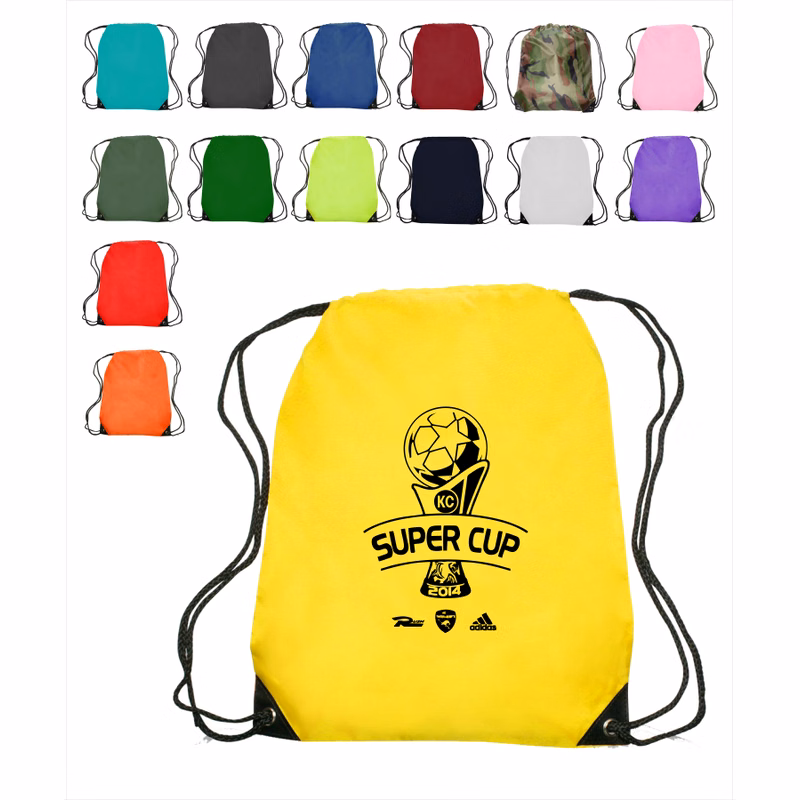 Union Printed - Black Trim Drawstring Bags