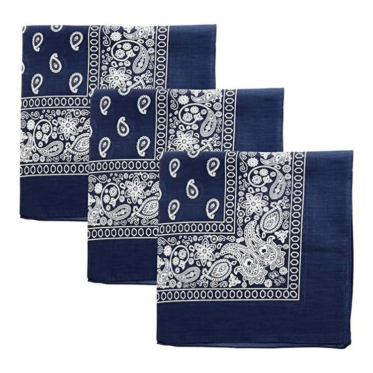 Cotton Bandanas - Paisley Navy 1