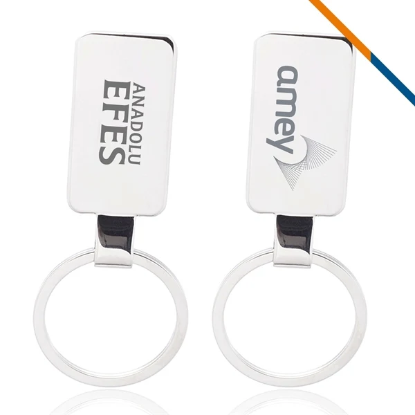 Custom Zinc Alloy Rectangle Keychain 3.25x0.75 — Laser-Engraved Brand Promo 1