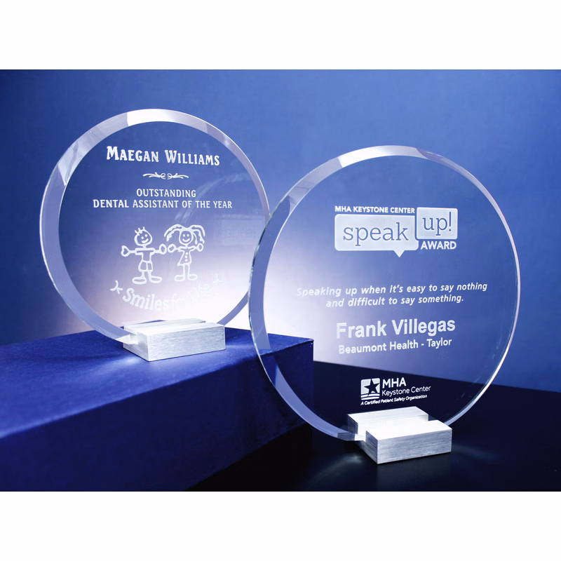 6'' Starfire Beveled Circle Award On Base