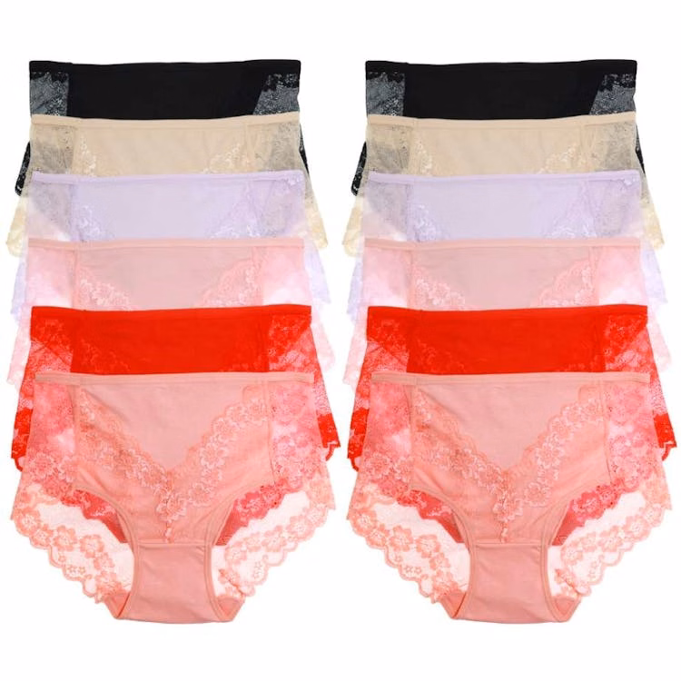 Cotton Mid-Rise Brief Panties - Assorted Colors Size Small-XL