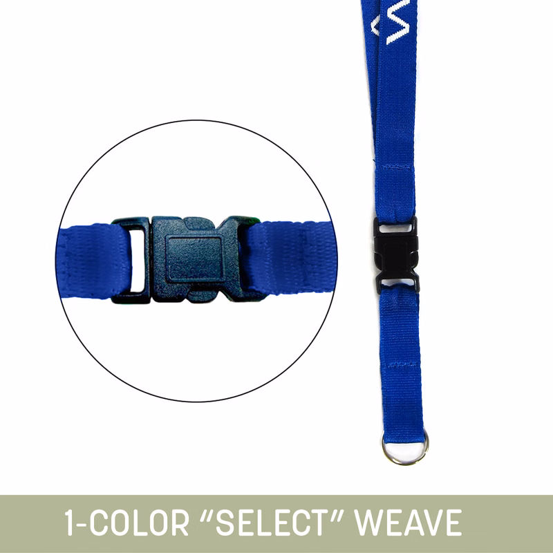 1/2" Woven Detachable Lanyard w/ Split Ring & Back Breakaway - "Select" Weave