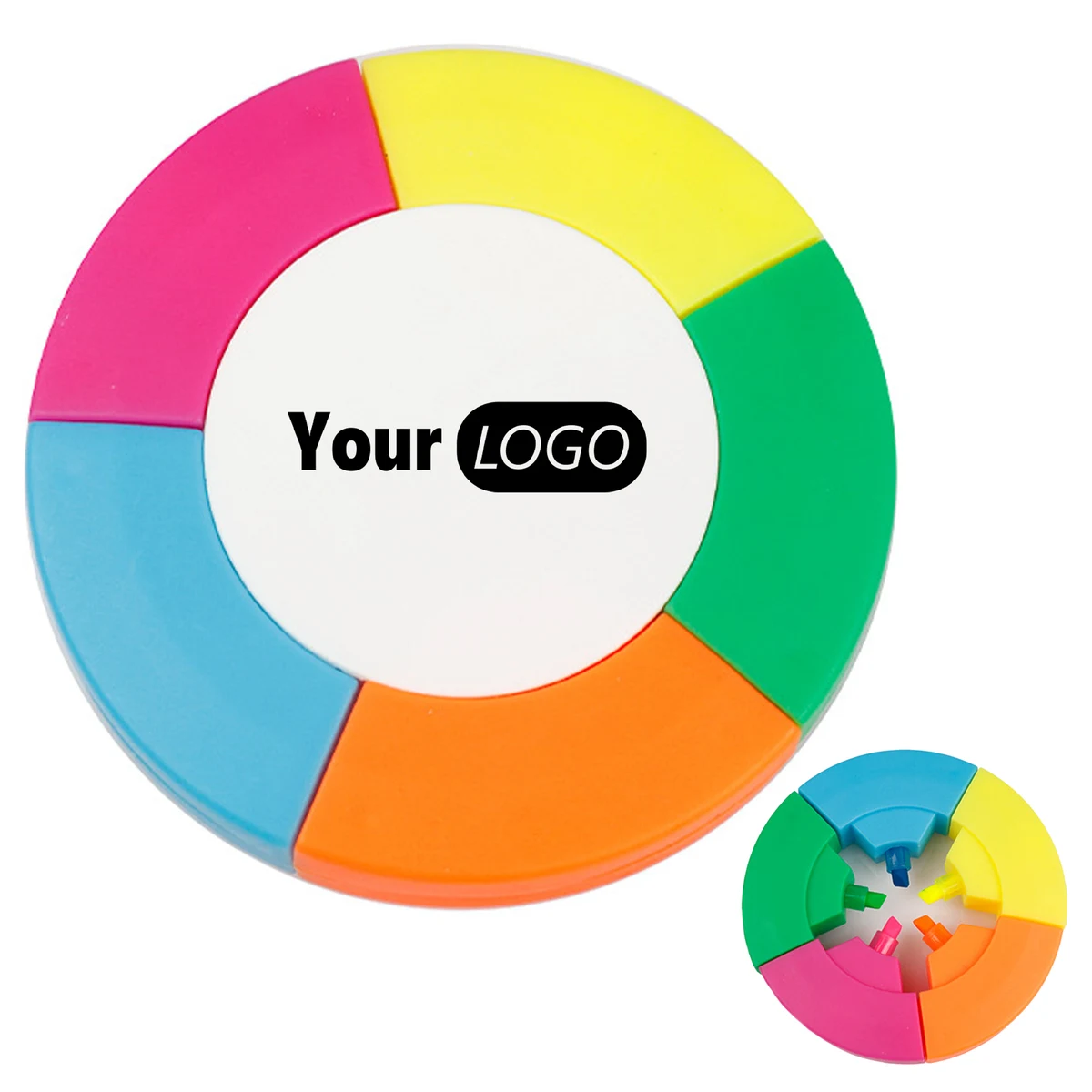 Plastic 5-Color Round Fluorescent Pen 1