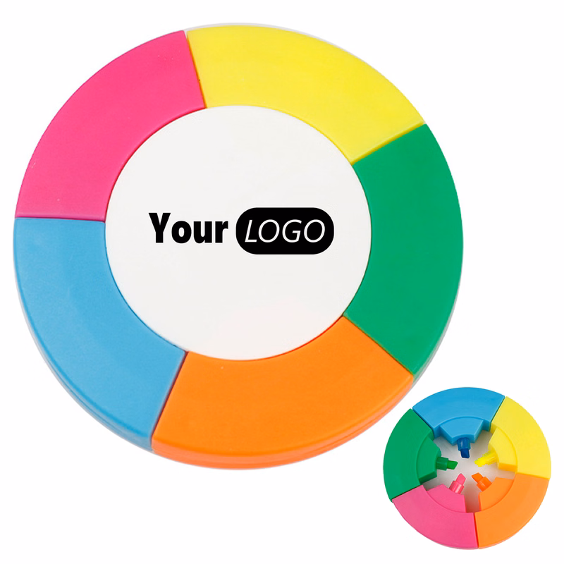Plastic 5-Color Round Fluorescent Pen