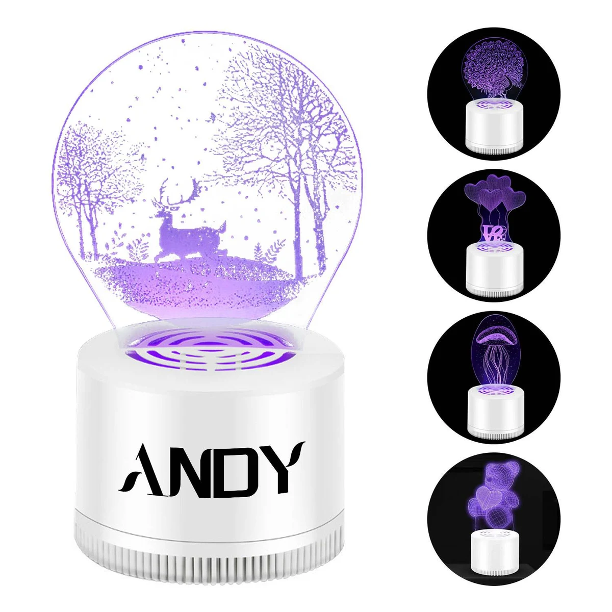 3D USB rechargeable LED purple light trapmosquito lamp 1
