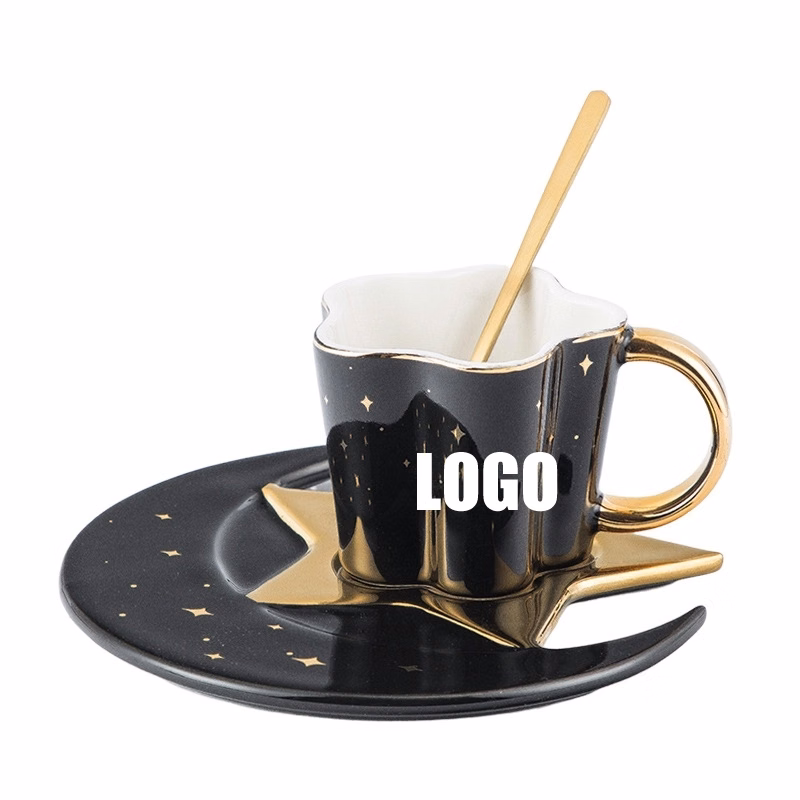 Custom 4 oz Ceramic Coffee Mug Saucer Set