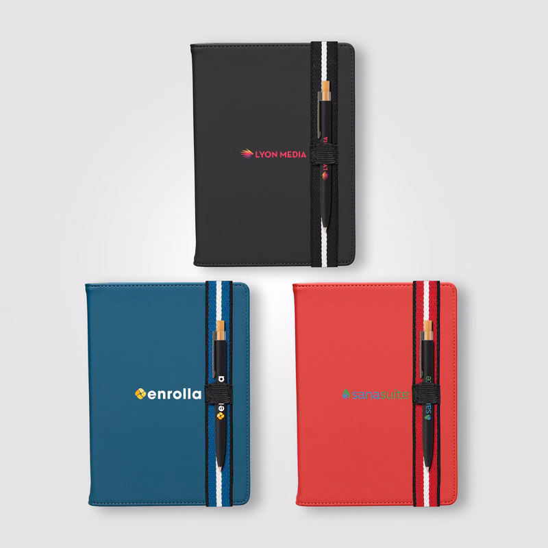 Newport Recycled Chevron Refillable Journal Pen Set - A5