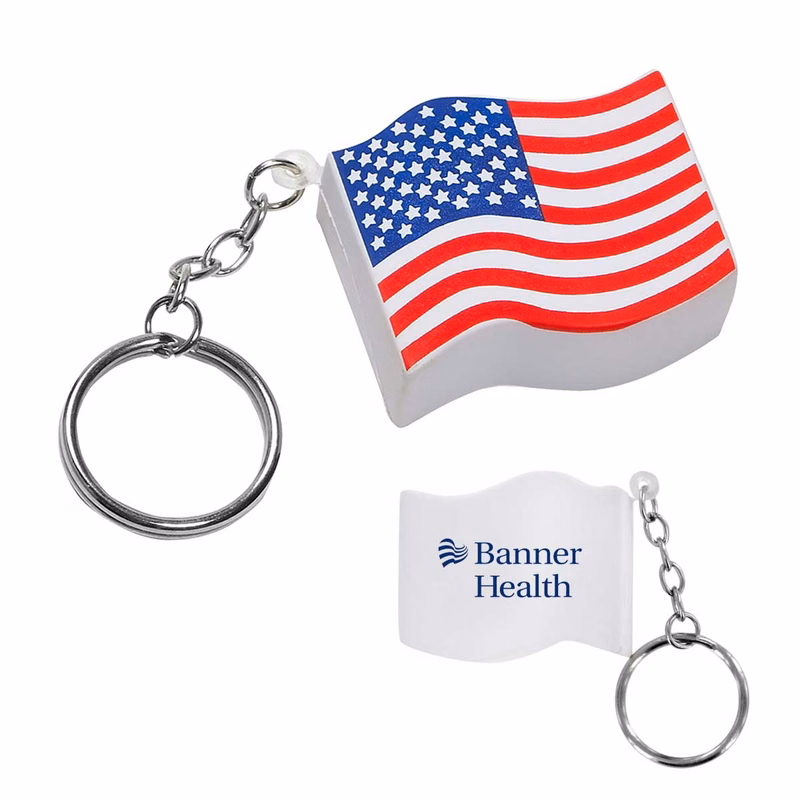 Patriotic American Flag Shape Stress Ball Keychain