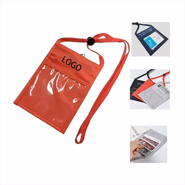 Custom 5.1 x 8.5 Polyester ID Wallet with Lanyard — Event Security & Badge Holder