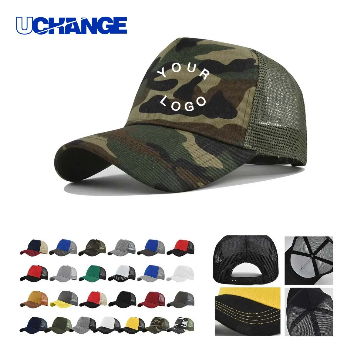 Durable 5 Panel Trucker Hat Headwear with Breathable Mesh Back 1