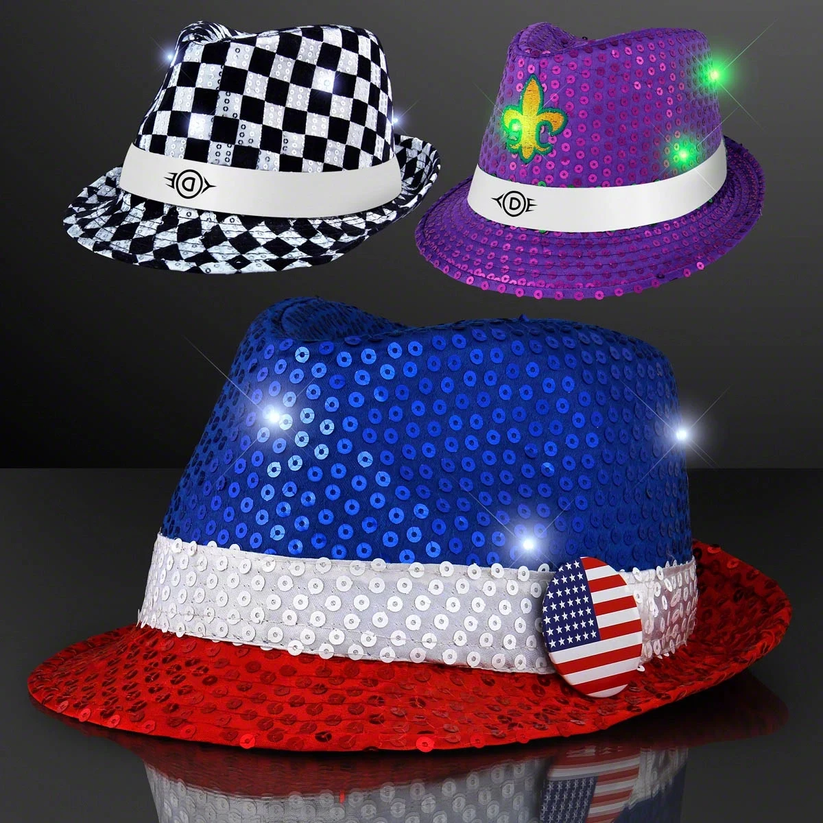 Shiny Colorful Fedora Hats with White Bands 1