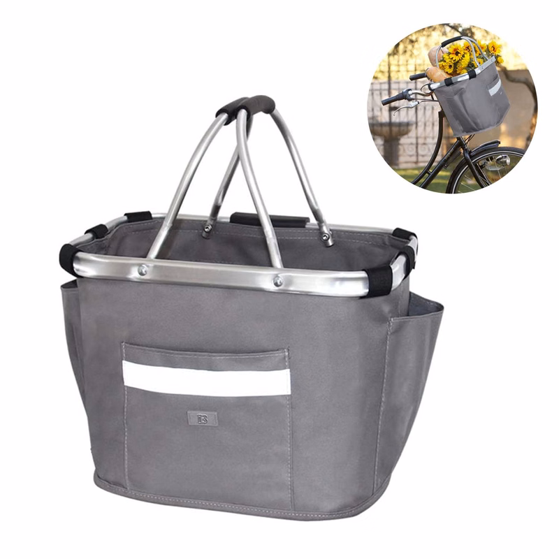 Foldable Detachable Oxford Bicycle Basket w/ Aluminum Handle