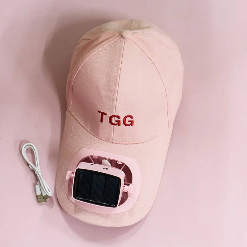 Solar Fan Hat Rechargeable USB Battery Baseball Cap 1