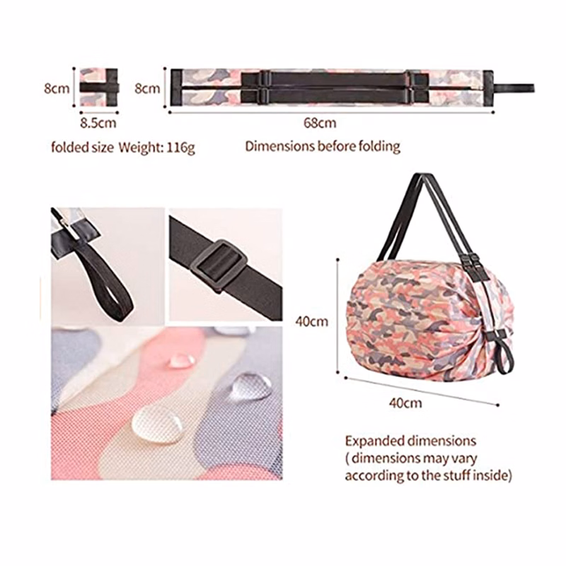 Laiska foldable reusable shopping bag, travel large beach bag waterproof bag