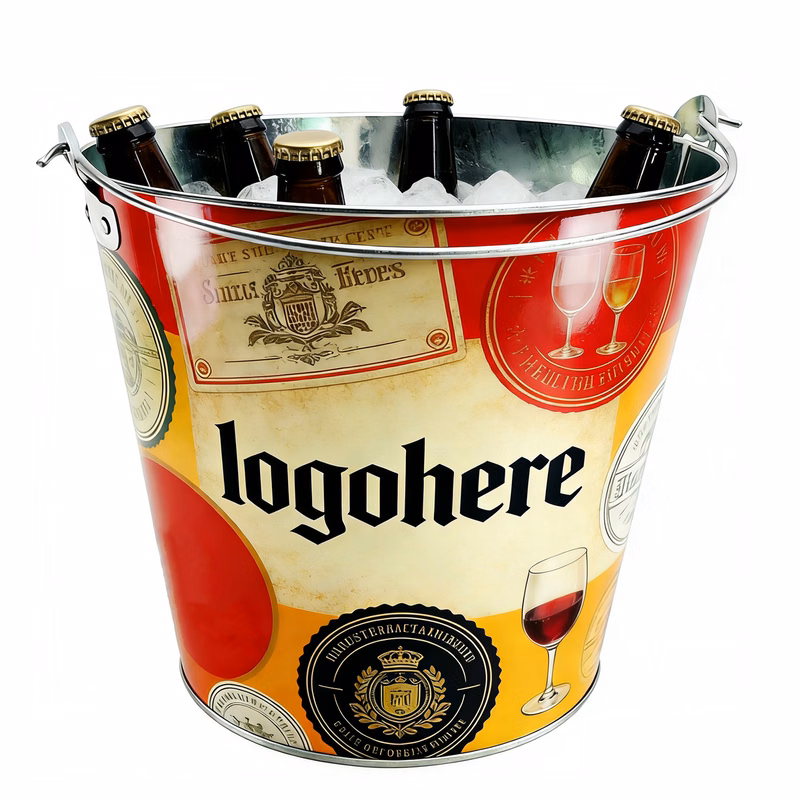Large 5L Galvanized Steel Ice Bucket
