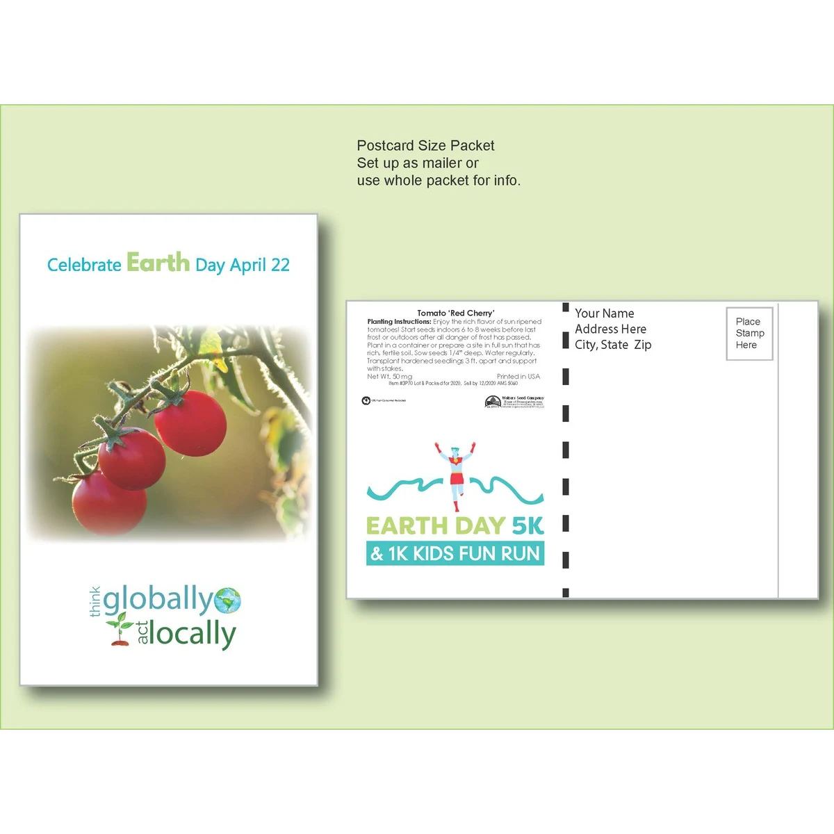Tomato 'Red Cherry' Seed Packet - Postcard Mailer Size 4" x 6.5" 1